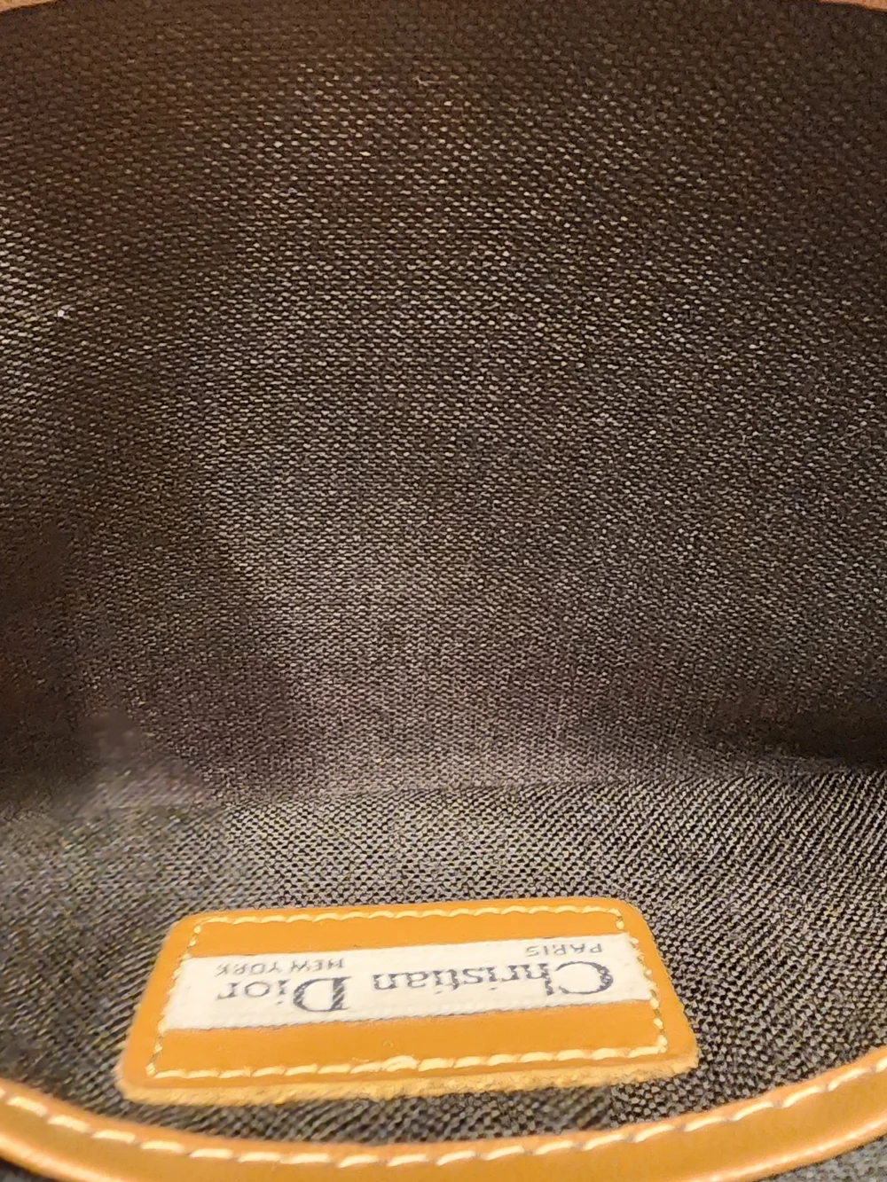 vintage Christian Dior honeycomb canvas cosmetic pouch featuring a top zip